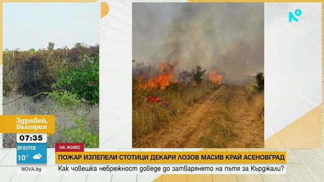 На 50 метра от първите къщи е бил пожарът край пътя Асеновград-Кърджали | 16 юли 2026