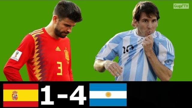 Argentina vs Spain 4-1 - When Messi Destroyed World Champions 2010 - Friendly