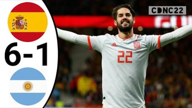 Spain vs Argentina 6-1 All Goals & Highlights (English Commentary) 2018 Friendly