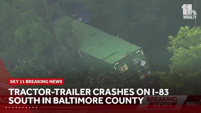 Tractor-trailer crash on I-83 south in Baltimore County