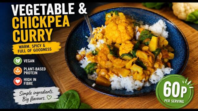 60p Vegetable & Chickpea Curry | Cheap Frugal Batch Cooking Recipe