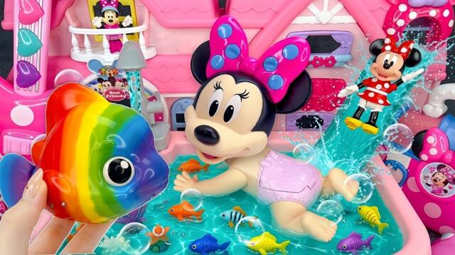 Minnie Mouse 2026🎀 Set Unboxing Rainbow Fish Aquarium & Mermaid Pool Disney ASMR