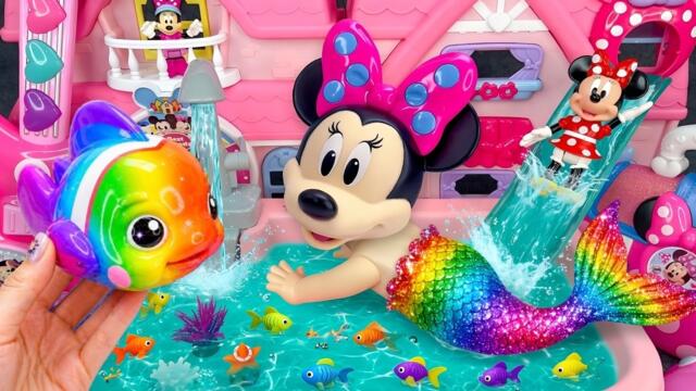 Minnie Mouse 2026🎀 Set Unboxing rainbow mermaid bath y piscina sorpresa con juguetes Disney ASMR