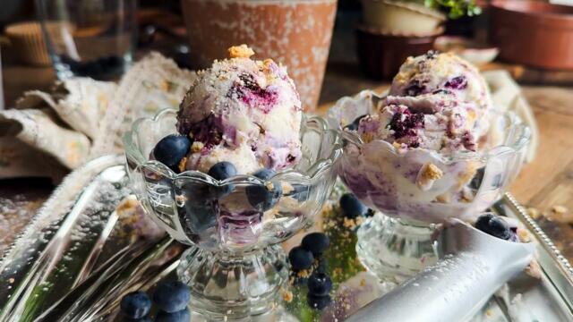 Blueberry Cheesecake Ice Cream - No Ice Cream Machine Needed!