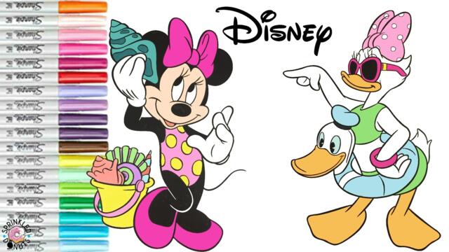 Disney Minnie Mouse Coloring Book Pages Beach Fun Daisy Duck and Mickey Mouse