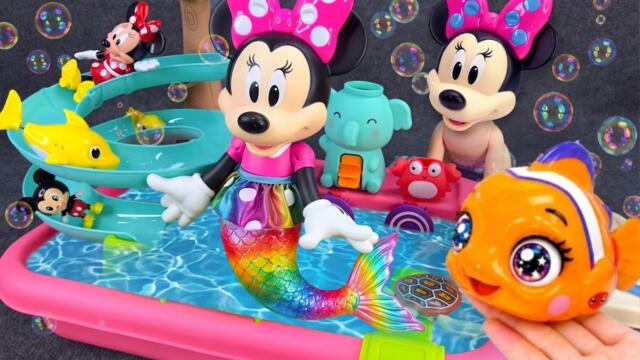 Minnie Mouse 2026🎀 Unboxing Rainbow Mermaid Swimming Pool & Fish Toys Disney ASMR