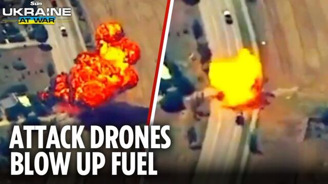 Putin's fuel convoy blown up one by one in targeted Ukraine drone attack