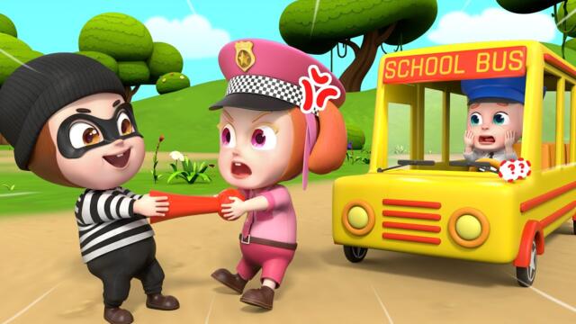 School Bus Lost The Horn | Police Officer Song | Safety Tip | Rosoo Nursery Rhymes