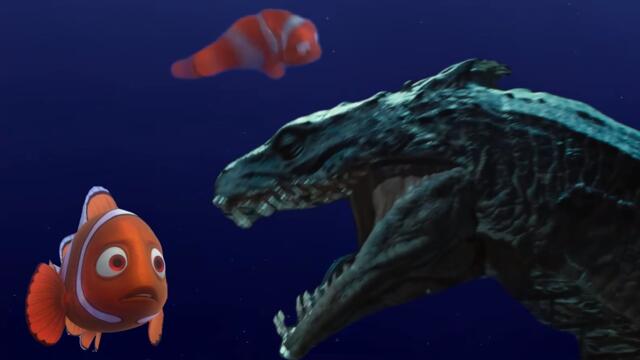 Finding Nemo Barracuda Attack Scene with the Basilisk from Harry Potter