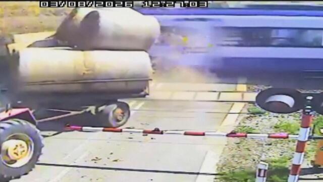 Train With 500 Passengers Slams Into Drunk Tractor Driver's Hay Trailer