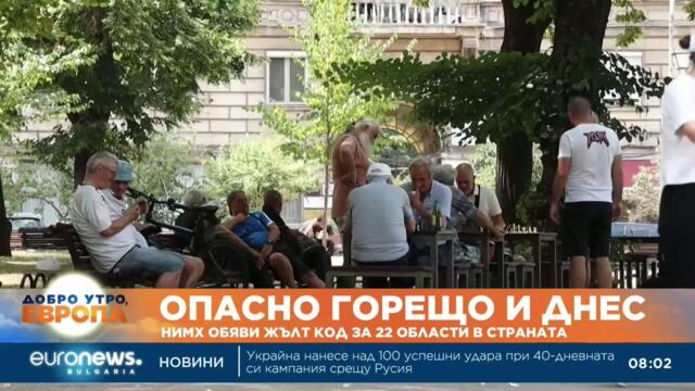 Жълт код предупреждава за опасни жеги в 18 области, температурите стигат до 38 градуса