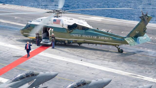 President Trump Visits the World’s Largest Aircraft Carrier Ever Built