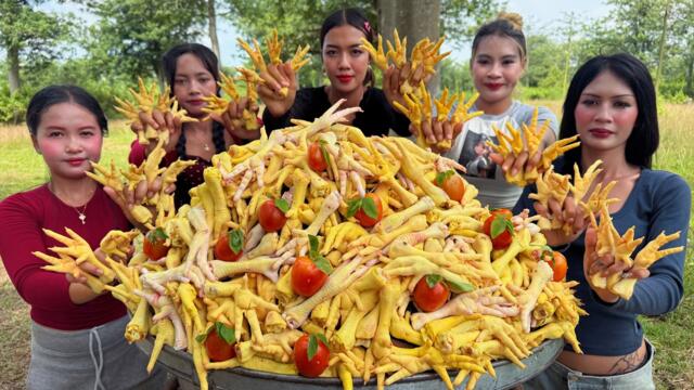 Amazing cooking 1000 chicken feet in my countryside recipe | countryside cooking food recipe