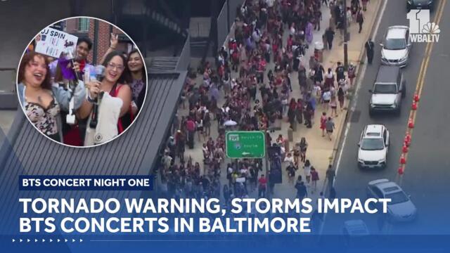Tornado warning, storms impact first night of BTS concert in Baltimore