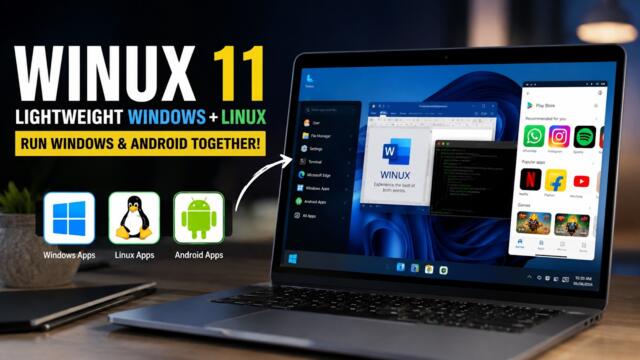 WINUX 11 – Lightweight Windows + Linux… Run Windows & Android Together!