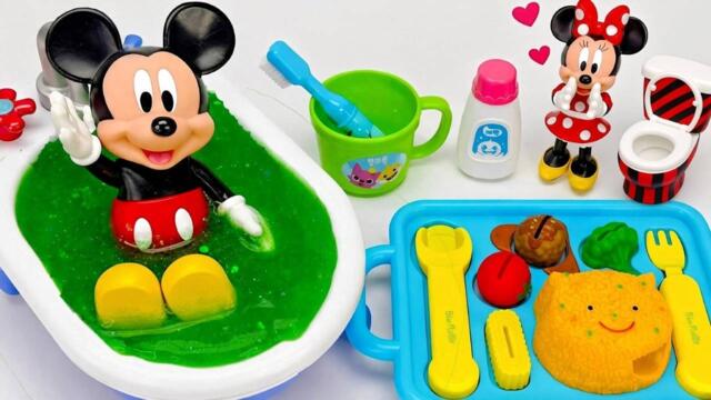 Minnie Mouse 2026🎀 Set Unboxing Mickey Mouse Green Slime Bath & Food Playset Disney ASMR 💚
