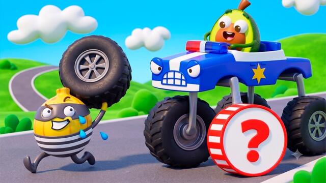 Police Car's Wheels Go Round and Round | Police Monster Truck! ✨ Kids' Songs and Nursery Rhymes