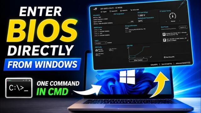 Enter BIOS Directly From Windows - One Command in CMD