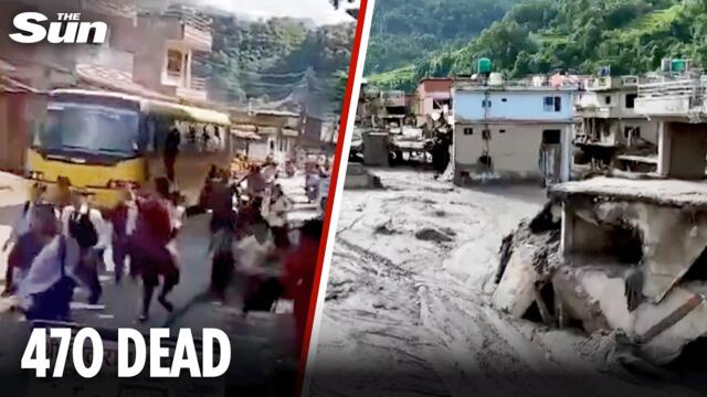 Terrifying footage: Wall of mud sweeps away homes in Nepal flash flood