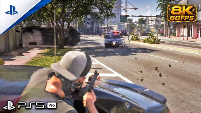 (PS5 Pro) GTA 6 Police Chase Scene 8K 60FPS