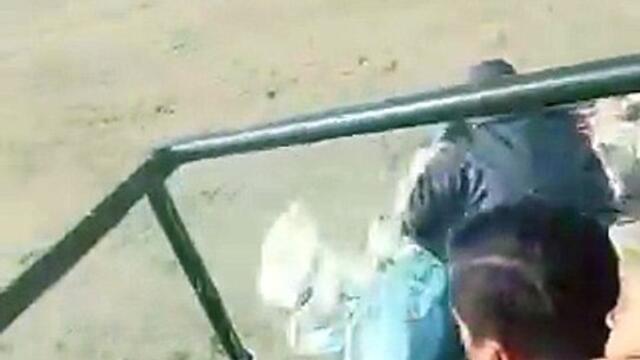 Riding a Caddy on a beach