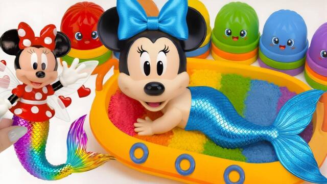 Minnie Mouse 2026 🎀 Set Unboxing Rainbow Mermaid Bath & Colorful Squishy Collection Disney ASMR