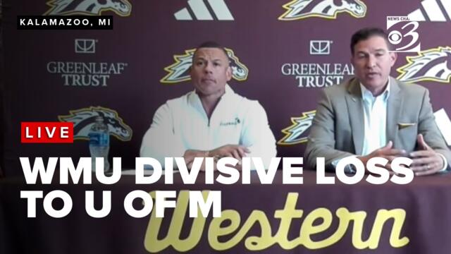 LIVE: Western Michigan University coach, president address divisive extra second, U of M loss