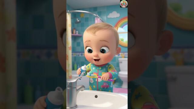 Brush Brush, Beat the Beat! 🪥🦷✨ | Funny Dancing Teeth Song for Kids #Shorts #KidsSongs #NurseryRhyme