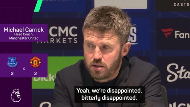 Carrick 'bitterly disappointed' after Everton score late equaliser