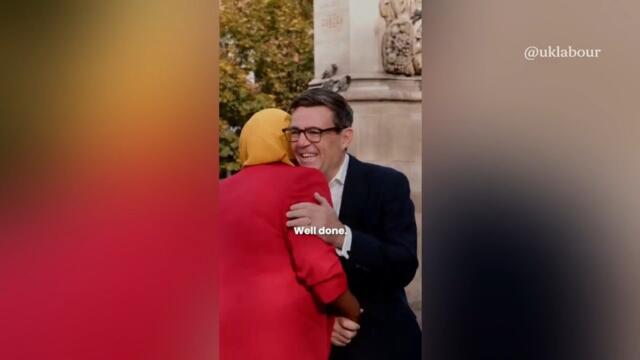 Andy Burnham surprises Labour candidate in Camden ahead of London by-election