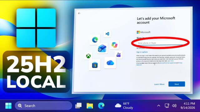 New Windows 11 25H2 Skip Microsoft Account Method (2026)