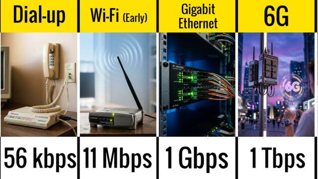 Computer Networks by Speed: 56 kbps to 100 Tbps