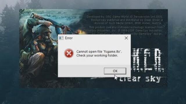 Cannot open file "fsgame.ltx". Check your working folder. РЕШЕНИЕ STALKER ЧИСТОЕ НЕБО. FIX