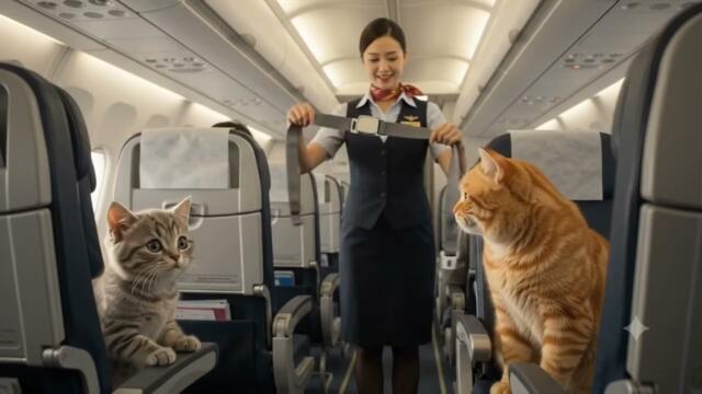 FIRST FLIGHT! 🐱🐾BIG CAT LITTIL CAT✈️