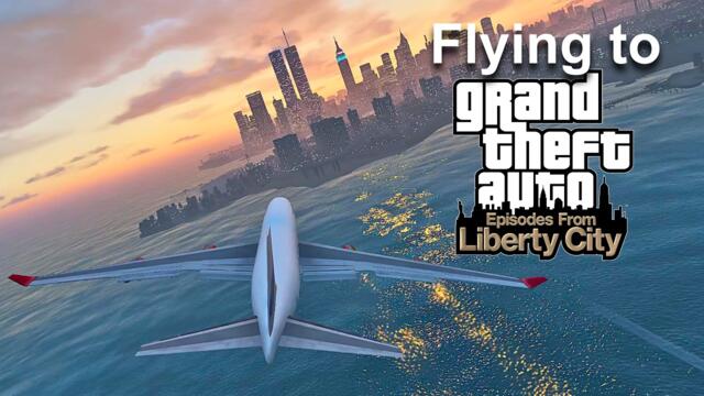 Flying to Liberty City from GTA 5 + Twin Towers Mod