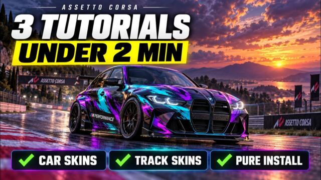How to Install Car Skins, Track Skins & PURE in Assetto Corsa | UNDER 2 MINUTES! 🔥