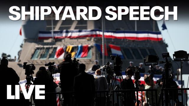 ПРЯМОЙ ЭФИР | Выступление президента Трампа на верфи Sparrows Point