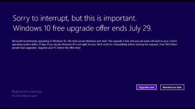 Every Windows End of support messages
