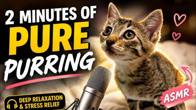 This Tiny Kitten's PURR Will Melt Your Stress Away 🐱💤 | 2 Minutes of Pure Cat Purring ASMR #cat