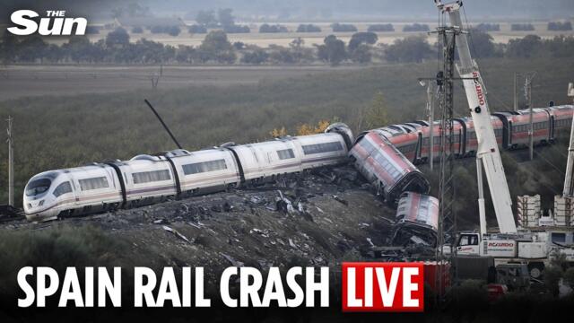 LIVE: Emergency services work at crash site after two high-speed trains collided in Spain