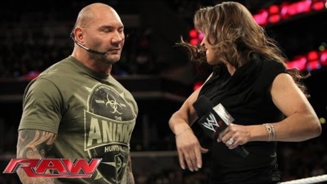 Stephanie McMahon, Batista and Randy Orton argue about WrestleMania: Raw, March 24, 2014