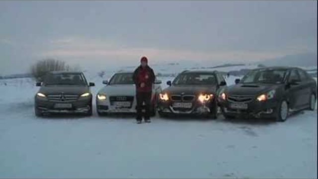 ТЕСТ В ЗИМНИ УСЛОВИЯ! Audi срещу BMW срещу Mercedes срещу Subaru! Кой е номер 1?!