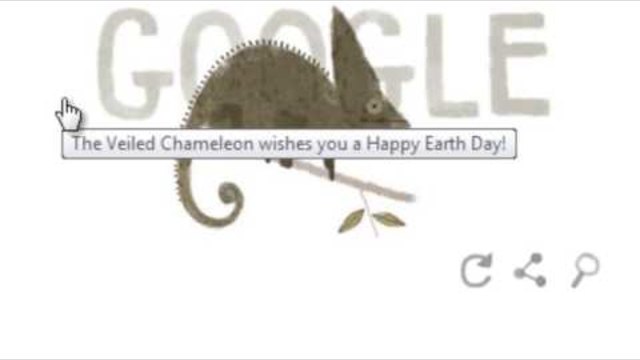 Японският Макак ви Честити денят на Земята - Earth Day 2014 Google logo (Doodle)