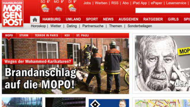 В Хамбург е подпален вестник, публикувал карикатури на &quot;Шарли ебдо&quot;