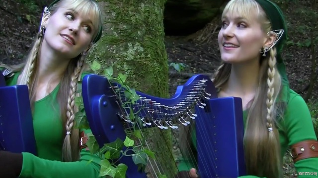 Camille and Kennerly - LOST WOODS   Harp Twins  (Legend of ZELDA)