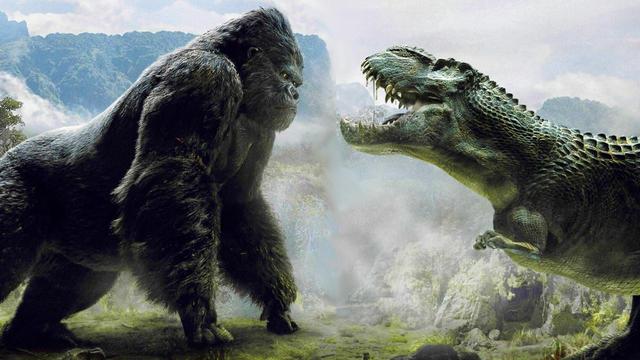 цялата битка от филма : Кинг Конг с/у 3-Рекс = Горила срещу Т(р)иранозавър х 3 # KONG battles T-Rexes a.k.a. Tyranosaurus Rex HD
