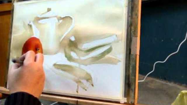 Натюрморт с кана и банани /акварел/ част 2/4