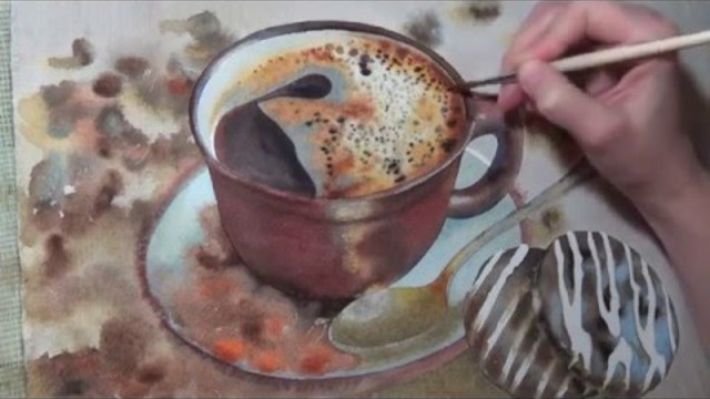 Рисуване на чаша с кафе /акварел/