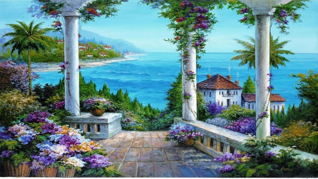🌞Спокойствие! ... (Painting) .🎨. (W.A.Mozart - Clarinet Concerto in A Major - ( Landscapes ) ...