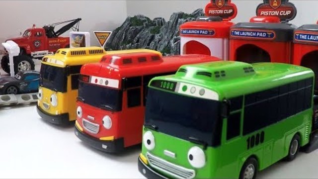 Tayo the Little Bus - Disney Pixar Cars with Shooting Bus Garage toys for Kids Toy Shooting Car